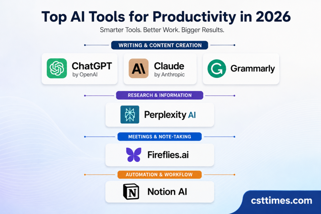 Best AI Tools for Productivity in 2026: | csttimes.com