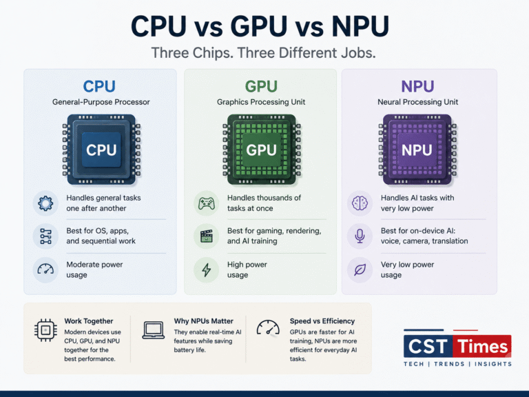 CPU vs GPU vs NPU Differnces