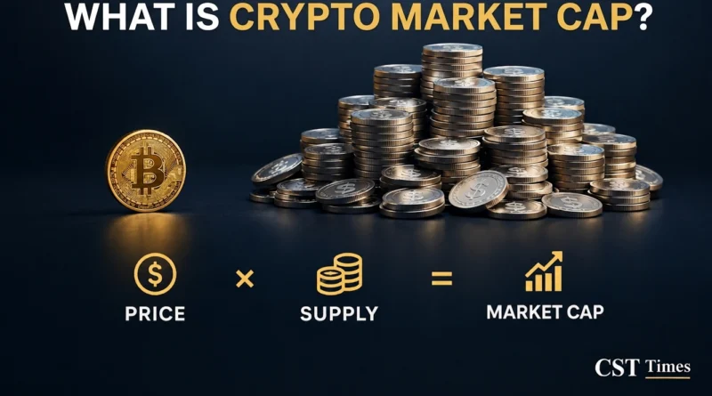 Illustration showing how crypto market cap is price multiplied by circulating supply