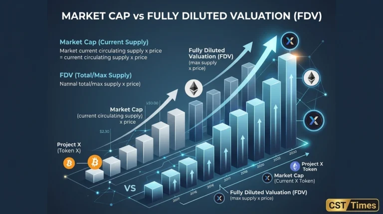Illustration showing how crypto market cap is price multiplied by circulating supply