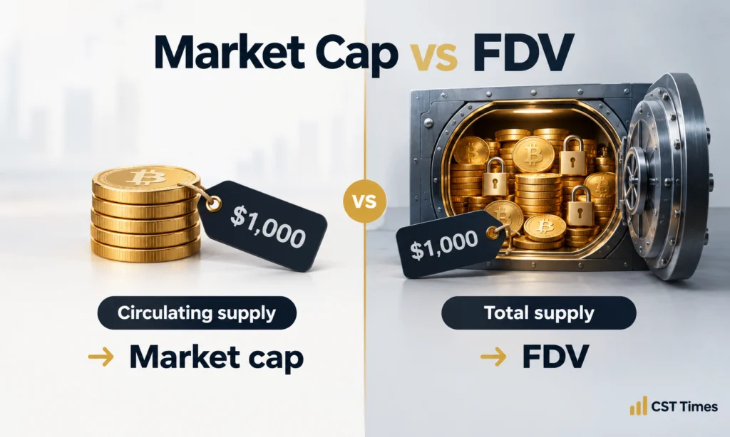 Market cap vs FDV comparison showing circulating token supply versus total token supply