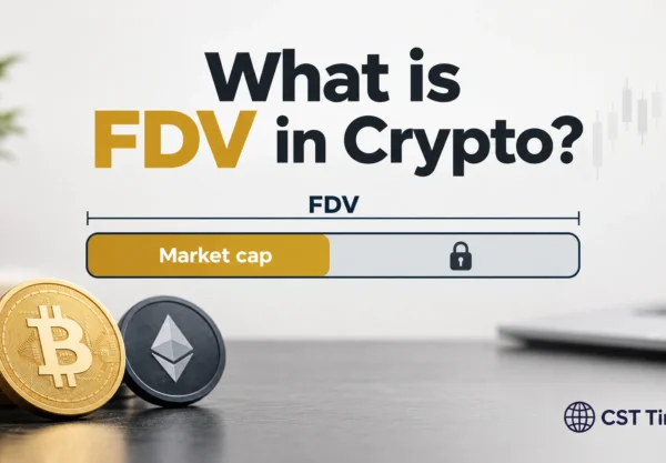 FDV in crypto explained: bar graphic comparing market cap with fully diluted valuation